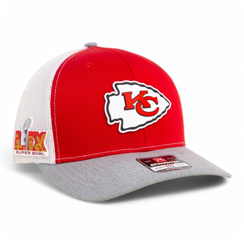 Kansas City Chiefs Super Bowl LIX 3D Snapback Trucker Hat- Red/ WHT/ Grey